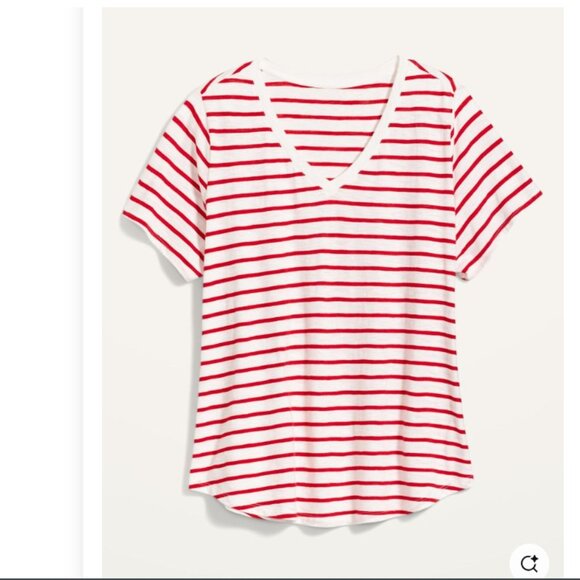 Old Navy - EveryWear Short Sleeve V-Neck Slub Tee | XS: Red White Mariner Stripe - Picture 10 of 10